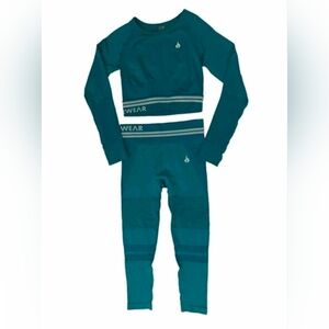 Ryderwear Seamless 2 Piece Set Medium M Crop Top Long Sleeve Leggings Freestyle